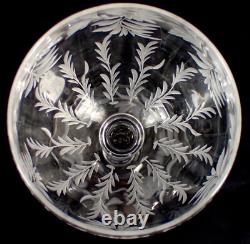 PAIR Vtg LIBBEY Signed Hand Blown Wheel Cut Crystal Wine Water Glass Goblet