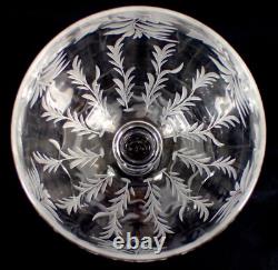 PAIR Vtg LIBBEY Signed Hand Blown Wheel Cut Crystal Wine Water Glass Goblet