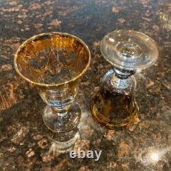 Pair 24K Gold Trimmed Vintage Luxury Design Renaisance INTERGLASS Wine Goblets