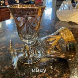 Pair 24K Gold Trimmed Vintage Luxury Design Renaisance INTERGLASS Wine Goblets