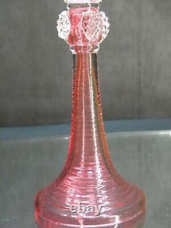 Pair Vintage Bohemian Art Glass Goblets / Wine Hocks