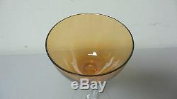 Pair Vintage Cambridge Statuesque Nude Amber Top Wine Goblets / Stems #3011