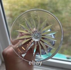Pair Vintage Waterford Clarendon Cobalt Blue Crystal Wine Glasses Marked