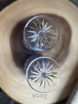 Pair Vintage Waterford Clarendon Cobalt Blue Crystal Wine Glasses Marked