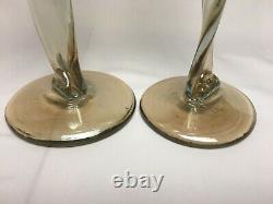 Pair of Stunning Aaron Slater Art Glass Toasting Goblets, Signed 11 5/8 Tall
