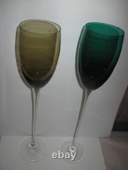 Pair of Vintage Extra Tall Oversize MCM Wine Glasses 21.75t & 21.50t Decor