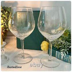 Pier 1 Crackle Clear Red Wine Glasses Blown Glass Vintage Large Wine Goblets 2