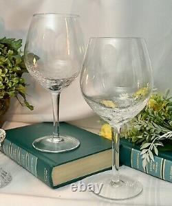 Pier 1 Crackle Clear Red Wine Glasses Blown Glass Vintage Large Wine Goblets 2
