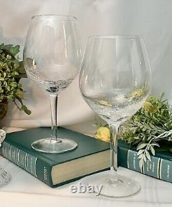 Pier 1 Crackle Clear Red Wine Glasses Blown Glass Vintage Large Wine Goblets 2