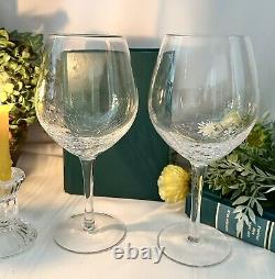 Pier 1 Crackle Clear Red Wine Glasses Blown Glass Vintage Large Wine Goblets 2
