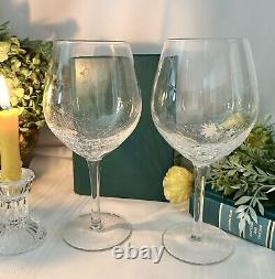 Pier 1 Crackle Clear Red Wine Glasses Blown Glass Vintage Large Wine Goblets 2