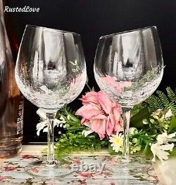 Pier 1 Wine Glasses Angled Rim Wine Glasses Vintage Clear Crackle Glass Set 2