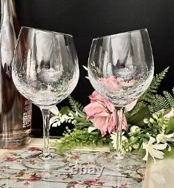 Pier 1 Wine Glasses Angled Rim Wine Glasses Vintage Clear Crackle Glass Set 2