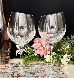 Pier 1 Wine Glasses Angled Rim Wine Glasses Vintage Clear Crackle Glass Set 2
