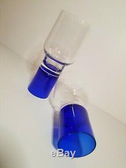 Pierre Cardin vintage cobalt blue crystal wine glasses