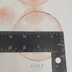 Pink Depression Glass Etched Vintage Coupe Champagne Floral Pattern Lot 6 READ