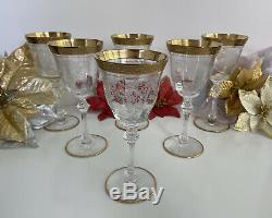 Port Wine Cordial Glass Etched Floral Gold Gilt Ball Stem 4oz Lot Of 6 Vtg 6.25