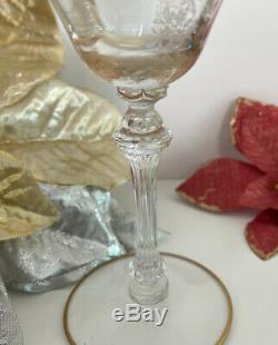 Port Wine Cordial Glass Etched Floral Gold Gilt Ball Stem 4oz Lot Of 6 Vtg 6.25