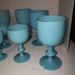 Portieux Vallerysthal lBlue Water Wine Goblet VNTG French Blue Opaline Barware