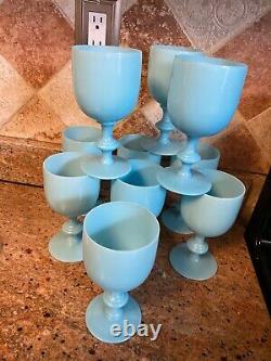 Portieux Vallerysthal lBlue Water Wine Goblet VNTG French Blue Opaline Barware