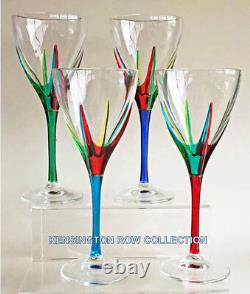 Positano Wine Glasses Set Of Four Hand Painted Venetian Glassware