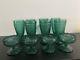 Princess House Vintage 7 Green crystal wine glasses And 4 Ice cream Dishes