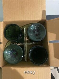 Princess House Vintage 7 Green crystal wine glasses And 4 Ice cream Dishes