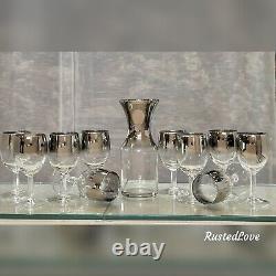 Queens Luster Mid Century Modern Decanter and Wine Glasses Set 11 Pc set