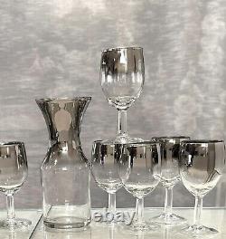 Queens Luster Mid Century Modern Decanter and Wine Glasses Set 11 Pc set