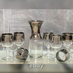 Queens Luster Mid Century Modern Decanter and Wine Glasses Set 11 Pc set