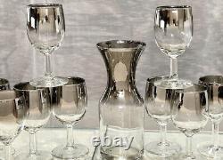 Queens Luster Mid Century Modern Decanter and Wine Glasses Set 11 Pc set