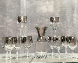 Queens Luster Mid Century Modern Decanter and Wine Glasses Set 11 Pc set