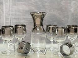 Queens Luster Mid Century Modern Decanter and Wine Glasses Set 11 Pc set