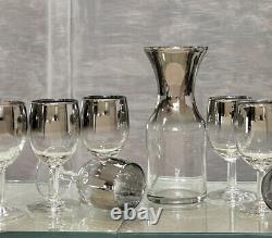 Queens Luster Mid Century Modern Decanter and Wine Glasses Set 11 Pc set