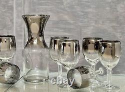 Queens Luster Mid Century Modern Decanter and Wine Glasses Set 11 Pc set