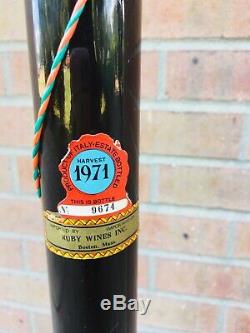RARE 55 Vintage 1971 Tall Green Glass Wine Bottle 48 Years Wicker Wrapped