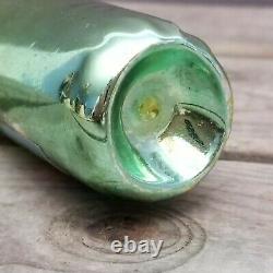 RARE Antique CHAMPAGNE BOTTLE Wine PAPER LABEL Germany GREEN GLASS Xmas Ornament