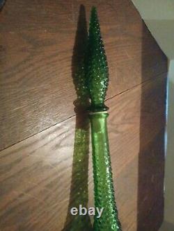 RARE Genie Bottle VTG GREEN GLASS LARGE WINE DECANTER 22 1/2GC WITH TOP Only 1