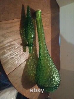 RARE Genie Bottle VTG GREEN GLASS LARGE WINE DECANTER 22 1/2GC WITH TOP Only 1