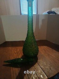 RARE Genie Bottle VTG GREEN GLASS LARGE WINE DECANTER 22 1/2GC WITH TOP Only 1