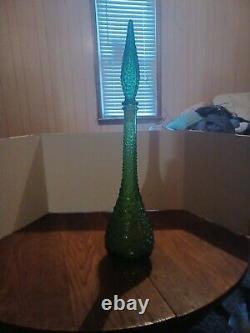 RARE Genie Bottle VTG GREEN GLASS LARGE WINE DECANTER 22 1/2GC WITH TOP Only 1