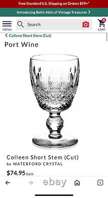 RARE Set of 4 Vintage WATERFORD CRYSTAL Colleen 3 oz. Port Wine Glasses IRELAND