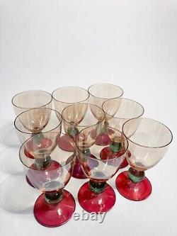 RARE VINTAGE Iridescent KROSNO Glassware Amber/Green/Rose Glassware