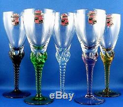 RARE Vintage ASTRACOLOR HAND-CRAFTED Art Glass HARLEQUIN GLASSES Collectable AUS