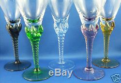 RARE Vintage ASTRACOLOR HAND-CRAFTED Art Glass HARLEQUIN GLASSES Collectable AUS