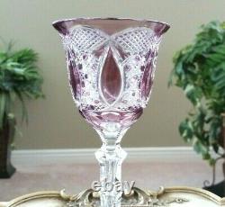 RARE Vintage Antique Val St Lambert Purple Cased Cut to Clear Crystal Wine Glass