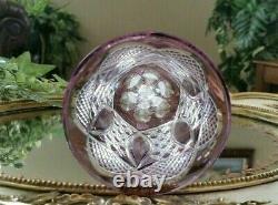 RARE Vintage Antique Val St Lambert Purple Cased Cut to Clear Crystal Wine Glass