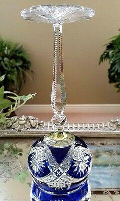 RARE Vintage Baccarat Blue & Yellow 3-Color Cut to Clear Crystal Wine Goblet