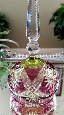RARE Vintage Baccarat Purple & Yellow 2-Color Cut to Clear Crystal Wine Goblet