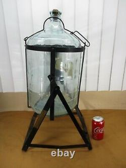 RARE Vintage CRISA 5 Gallon Carboy Wine Water Glass Jug with Wright Tilted Cradle
